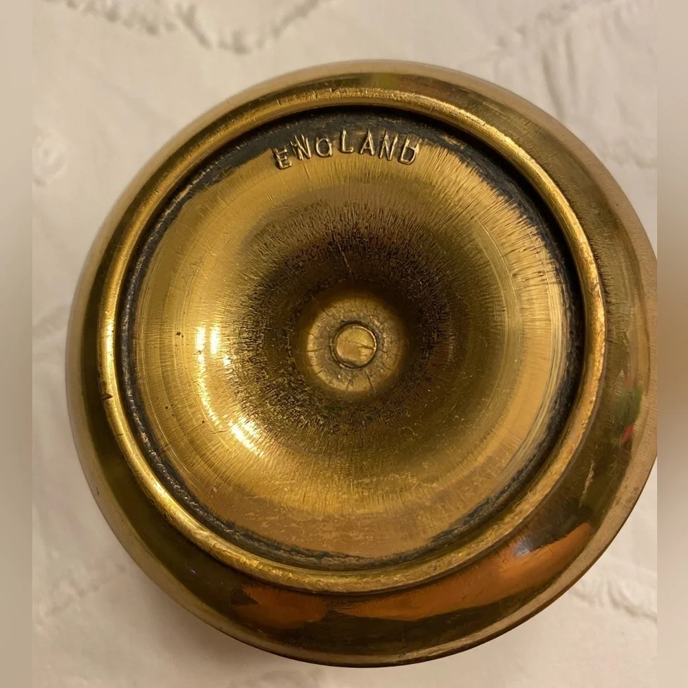 Brass candlestick holder has small bend on top rim England  #15